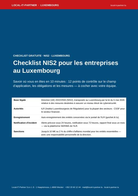Page de couverture de la checklist NIS2 pour le Luxembourg (PDF)